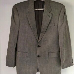 Izod Blazer Men 40R Gray 100% Silk Sport Coat 2 Button Blazer Herringbone Jacket